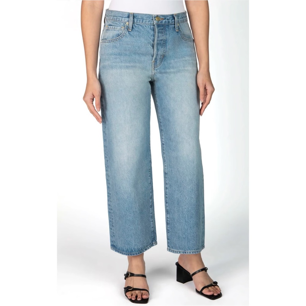 Nelle Atelier Austyn Baggy Straight Leg Denim Jeans in Sky Light Wash Sz‎ 25